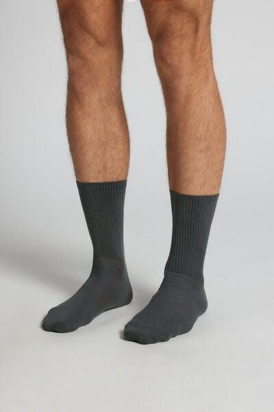 Grey Short Terry Cotton Socks, B601_4712, large image number 0