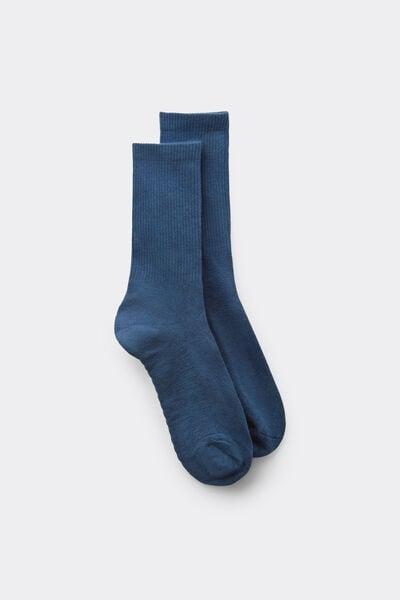 Blue Short Terry Cotton Socks, B601_886J, large image number 0