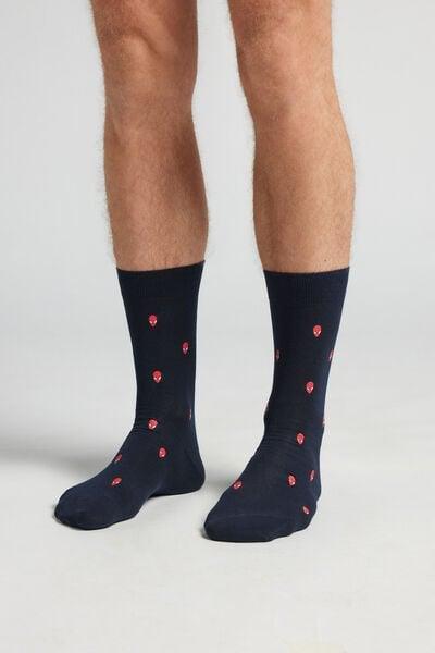 Navy Spider-Man Print Short Cotton Socks, B601_983J, large image number 0