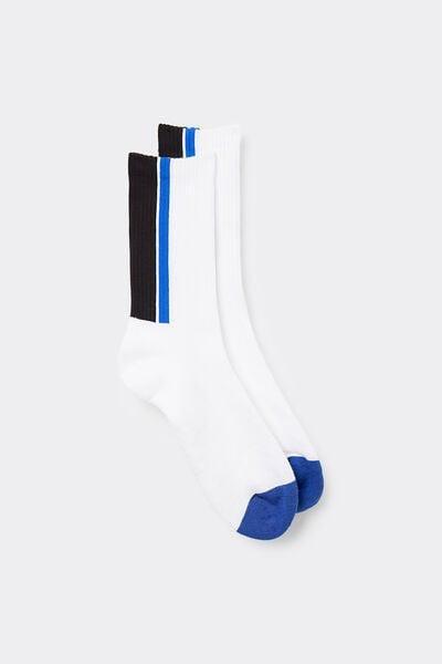White Short Striped Socks, B601_843J, large image number 0