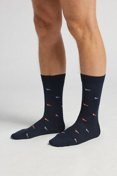 Navy Soft Short Cotton Short Socks, B601_009K, large image number 0