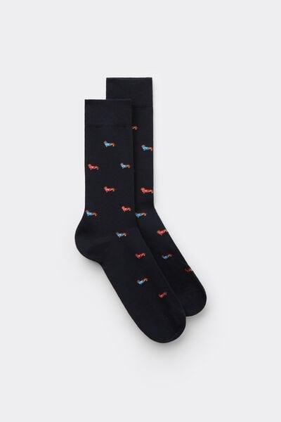 Navy Soft Short Cotton Short Socks, B601_009K, large image number 1