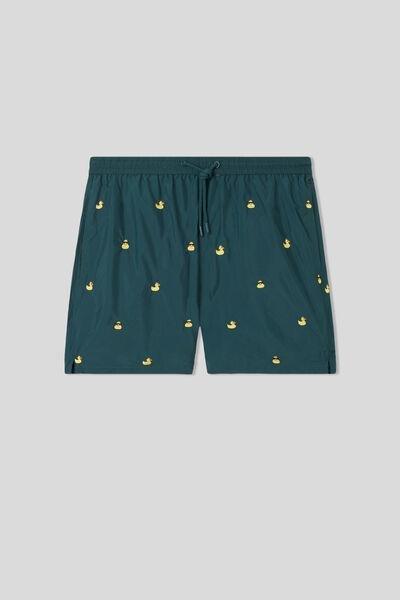 Green Embroidered Swim Trunks, , large image number 2