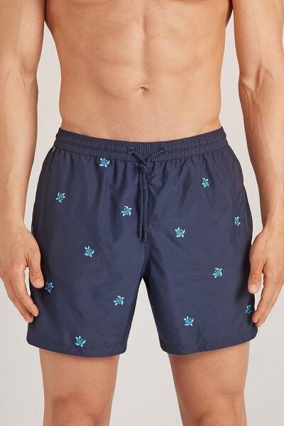 Navy Embroidered Swim Trunks, , medium