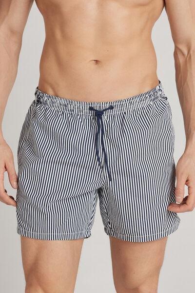 Blue - 629J - Stampa Riga Bianco Blu Intenso Blue Striped Swim Trunks, , large image number 0