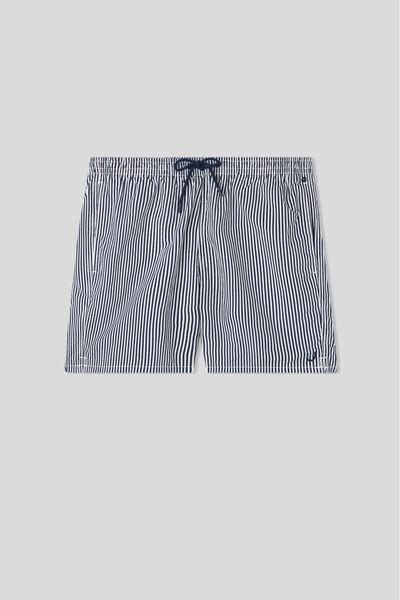 Blue - 629J - Stampa Riga Bianco Blu Intenso Blue Striped Swim Trunks, , large image number 2