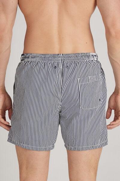 Blue - 629J - Stampa Riga Bianco Blu Intenso Blue Striped Swim Trunks, , large image number 3