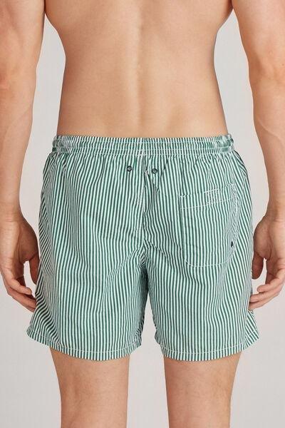 Green - 630J - Stampa Riga Bianco Verde Scuro Green Striped Swim Trunks, , large image number 3