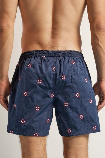 Navy Embroidered Swim Shorts, , large image number 3