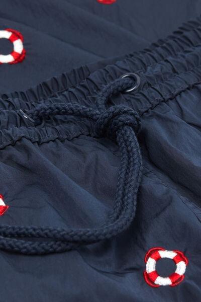 Navy Embroidered Swim Shorts, , large image number 4