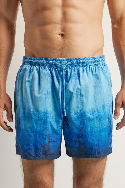 Blue Embroidered Swim Shorts, , large image number 0
