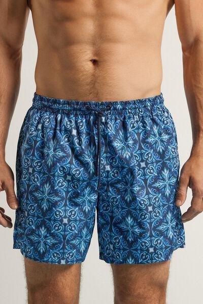 Blue Majolica Print Swim Shorts, B601_922J, large image number 0