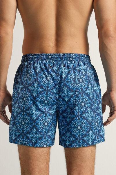 Blue Majolica Print Swim Shorts, B601_922J, large image number 3