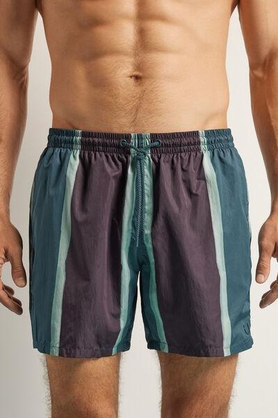 Navy Macro Stripes Swim Shorts, , medium
