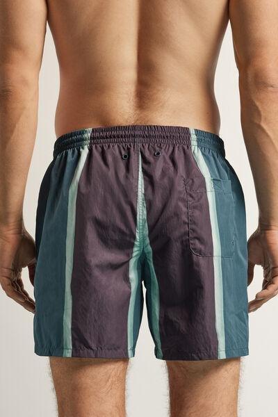 Navy Macro Stripes Swim Shorts, , large image number 3