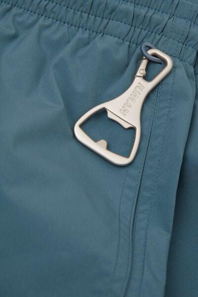 Blue Mid-Length Solid-Colour Swim Trunks, B601_141K, large image number 4