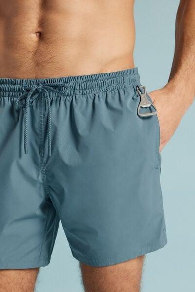 Blue Mid-Length Solid-Colour Swim Trunks, B601_141K, large image number 5