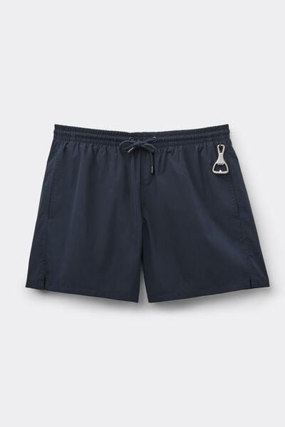 Navy Mid-Length Solid-Colour Swim Trunks, Intense Blue, medium