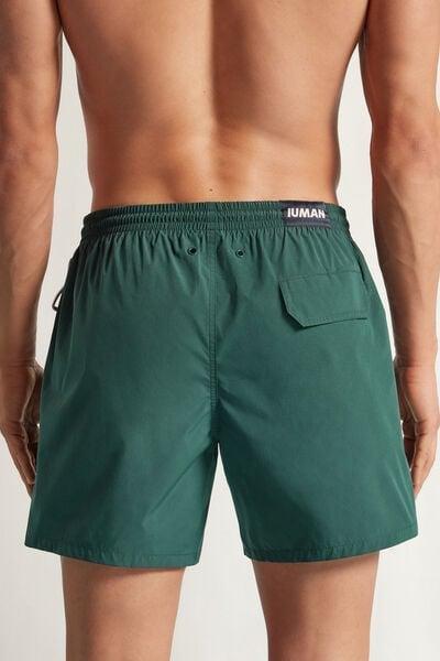 Green Mid-Length Solid-Colour Swim Trunks, B601_4369, large image number 3