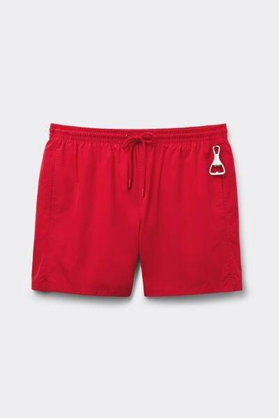 Red Mid-Length Solid-Colour Swim Trunks, Red, large image number 2