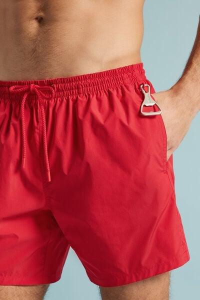 Red Mid-Length Solid-Colour Swim Trunks, Red, large image number 5