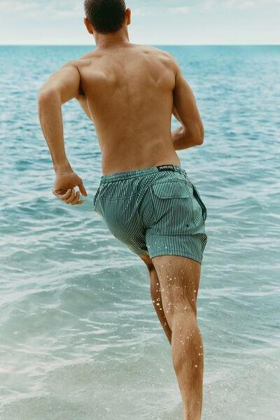 White/Green Reversible Striped Swim Shorts, B601_215K, large image number 1
