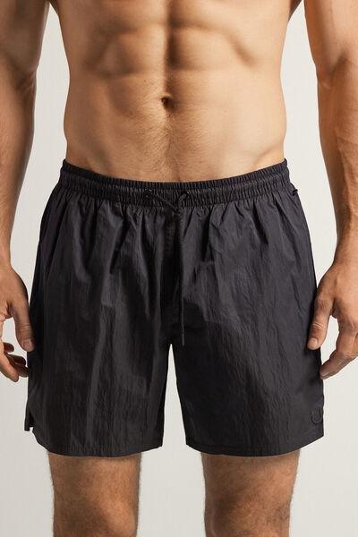 Black Solid-Colour Swim Shorts, , medium