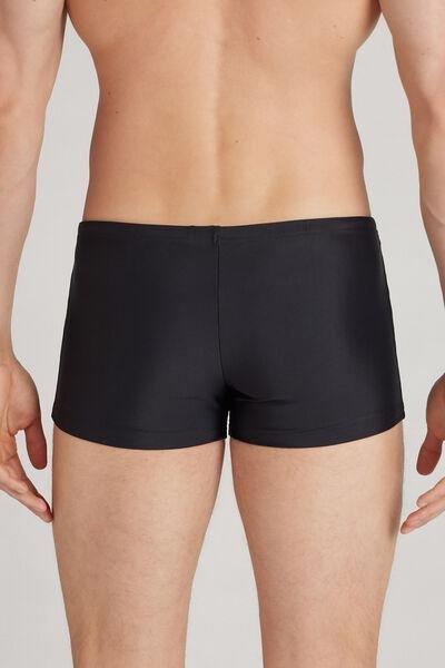 Black Square-Cut Swim Trunks, Black, large image number 3