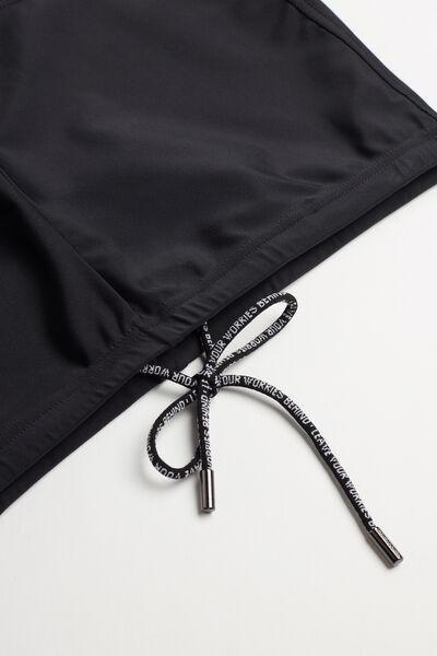 Black Square-Cut Swim Trunks, Black, large image number 4