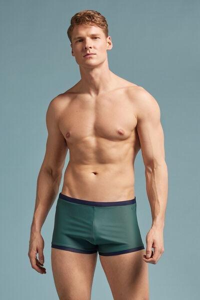 Green Close-Fitting Swim Shorts, B601_4369, large image number 1