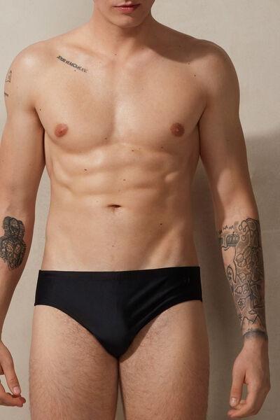 Black - 019 - Black Plain Swim Briefs, , medium