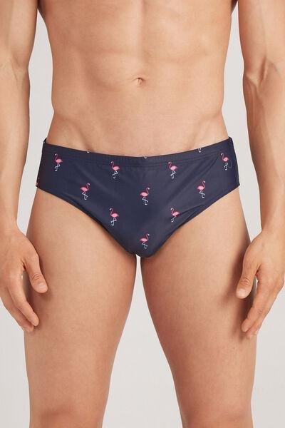 Navy Swim Flamingo Print Briefs, , large image number 0