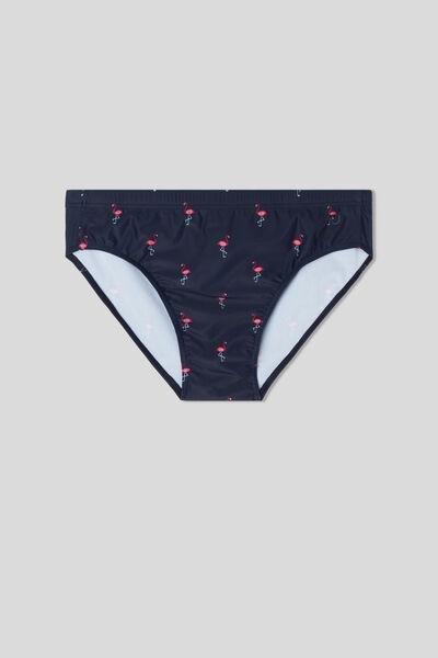 Navy Swim Flamingo Print Briefs, , large image number 2