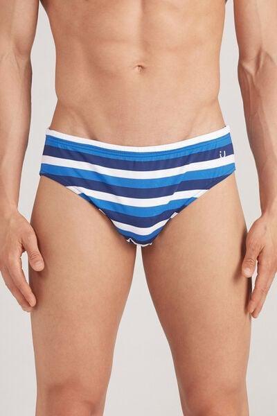 Blue Striped Swim Briefs, B601_615J, large image number 0