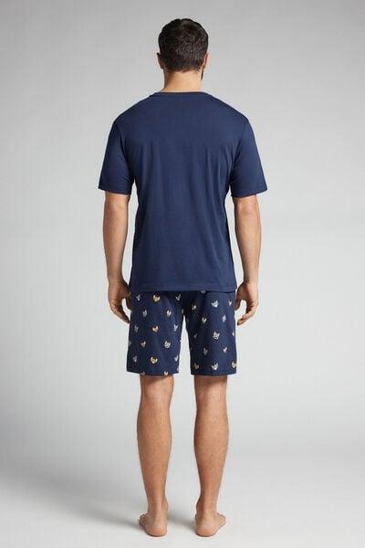 Navy Printed Pyjama Set, , large image number 3