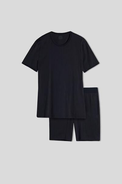 Navy Cropped Pyjama Set, , large image number 2