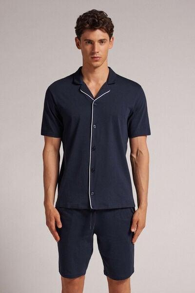 Navy Buttoned Pyjama Set, , large image number 0