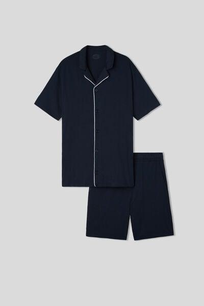 Navy Buttoned Pyjama Set, , large image number 2