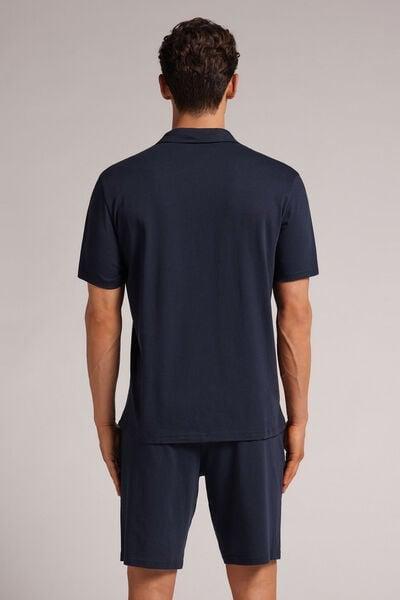 Navy Buttoned Pyjama Set, , large image number 3