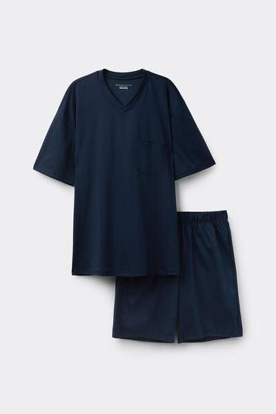 Navy Mercerised Pyjama Set, , large image number 1