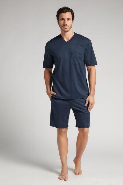 Navy Mercerised Pyjama Set, , large image number 2