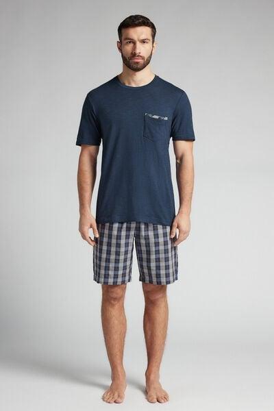 Navy Plain-Weave Pyjama Set, , large image number 0