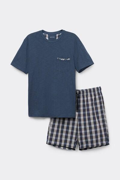 Navy Plain-Weave Pyjama Set, , large image number 1