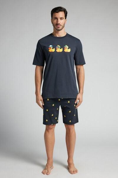Navy Printed Pyjama Set, , large image number 0