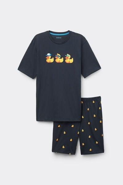 Navy Printed Pyjama Set, , large image number 1