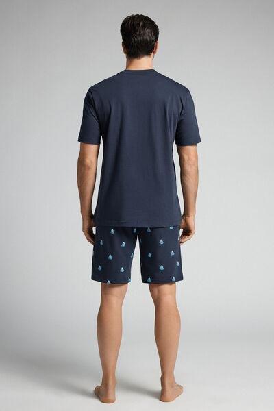 Navy Squid-Print Pyjama Set, , large image number 3