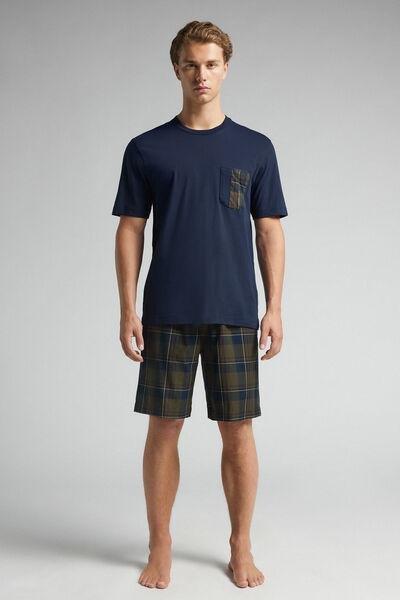 Blue Tartan Print Pyjama Set, B601_960J, medium