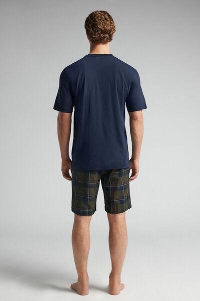 Blue Tartan Print Pyjama Set, B601_960J, large image number 3