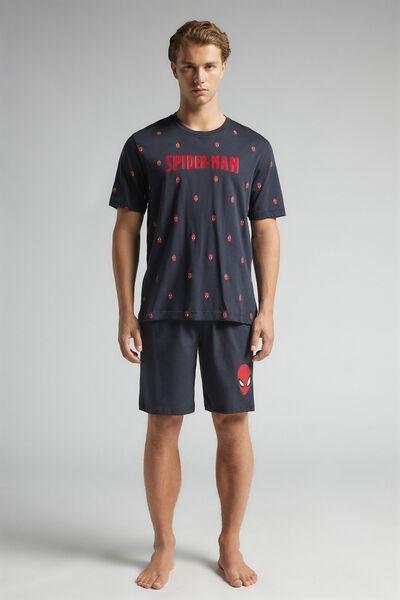 Navy Spider-Man Short Cotton Pyjama Set, Midnight Blue, large image number 0