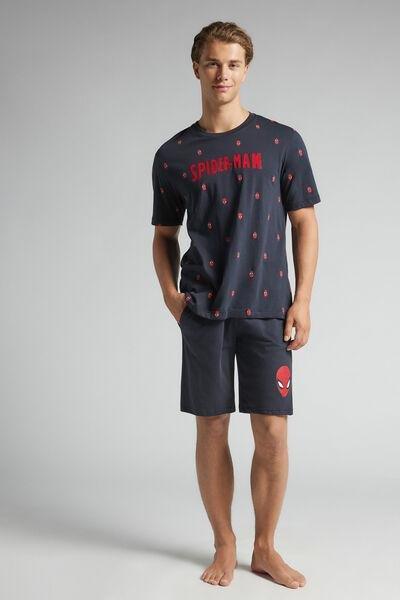 Navy Spider-Man Short Cotton Pyjama Set, Midnight Blue, large image number 1